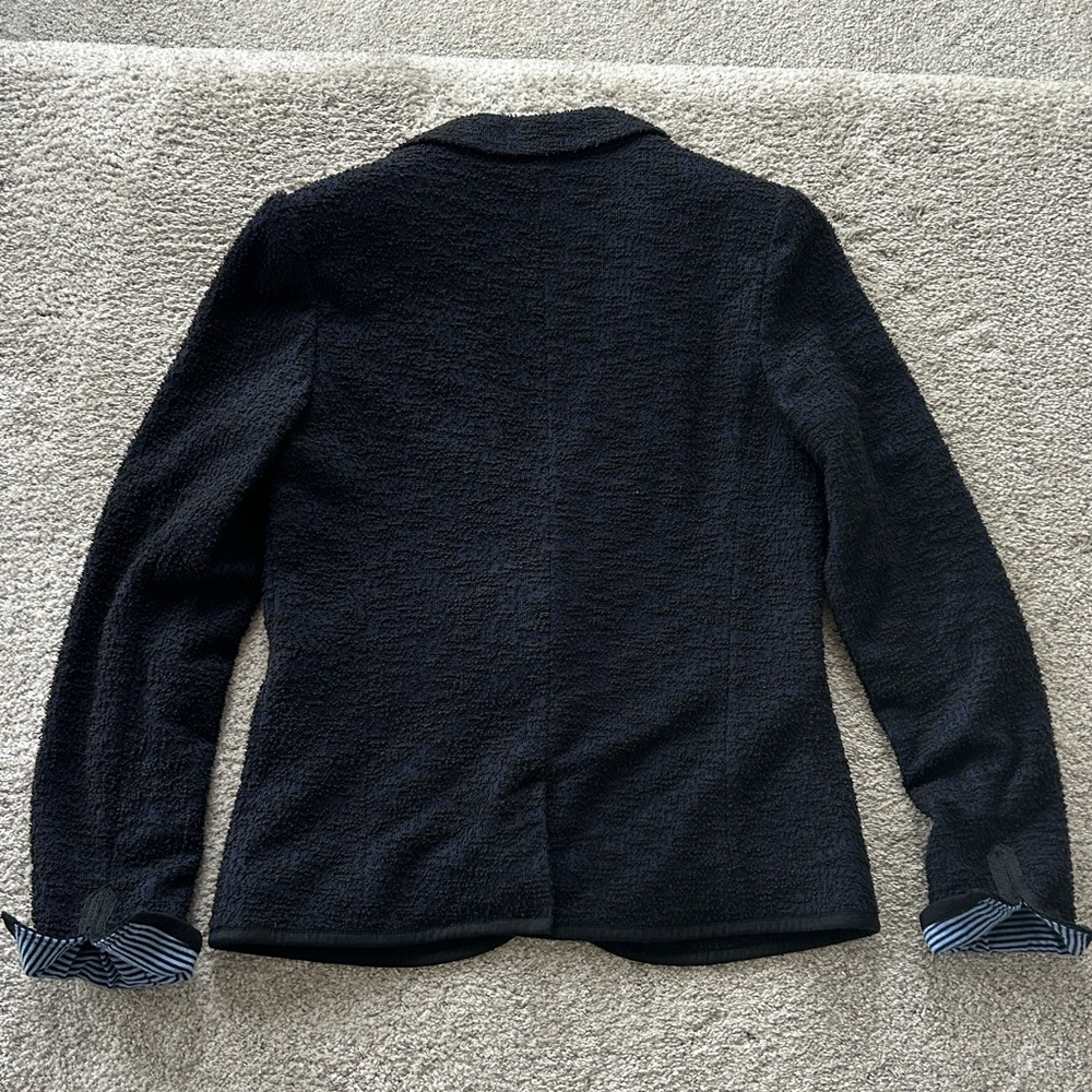 Anthropologie Cartonnier Navy & Black Boulce Textured Blazer - Picture 4 of 5